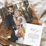 Weddenschap Bedankt Handgeschreven Foto Elegant<br><div class="desc">Handgeschreven bruiloft Dank u Kaarten die een foto op de voor en rug hebben. De kaarten met dank bevatten een moderne handgeschreven cursieve scripttypografie die elegant,  eenvoudig en modern is om te gebruiken nadat u de minimalistische eenvoudige trouwdag hebt gevierd.</div>