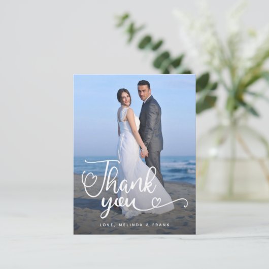 Weddenschap Bedankt | Handgeschreven script over f Briefkaart (Staand voorkant)