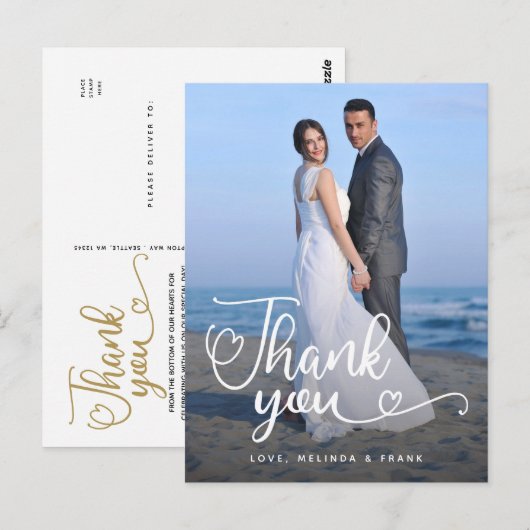 Weddenschap Bedankt | Handgeschreven script over f Briefkaart (Voorkant / Achterkant)