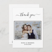 Weddenschap bedankt je foto zwarte witte typografi briefkaart (Voorkant / Achterkant)
