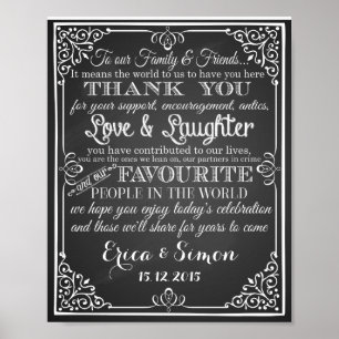 Weddenschap: "Bedankt"  krijtbord Poster