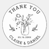 Weddenschap Bedankt Mason Jar Flowers Ronde Sticker (Voorkant)