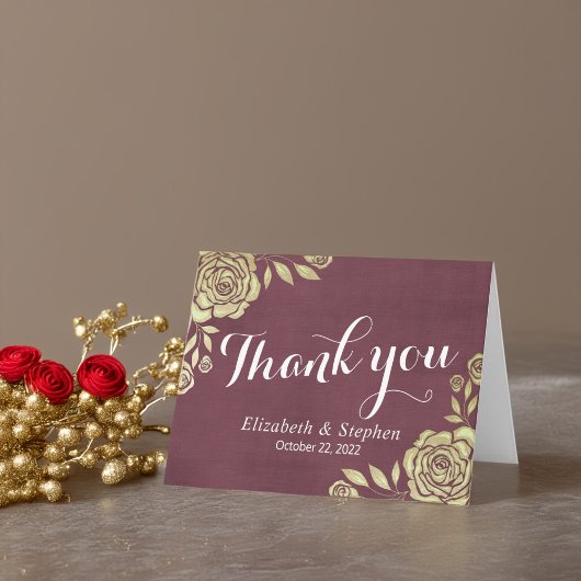 Weddenschap Bedankt Modern Golden Rozen Burgundy R