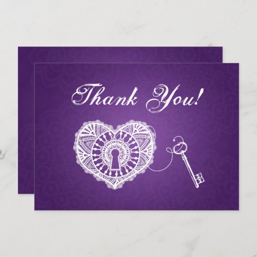 Weddenschap Bedankt Notiecode voor mijn hart Paars Notitiekaartje (Voorkant / Achterkant)