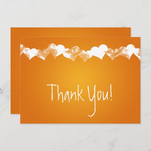 Weddenschap Bedankt Opmerking Grunge Hearts Oranje Kaart (Voorkant / Achterkant)