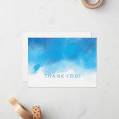 Weddenschap Bedankt Opmerking: zomerblauwe Waterve Notitiekaartje (Voorkant / Achterkant in situ)