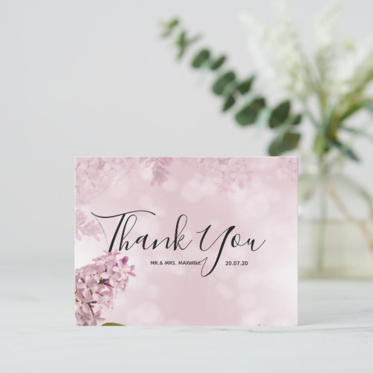 Weddenschap Bedankt | Roze Floral Script Briefkaar Briefkaart (Staand voorkant)