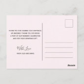 Weddenschap Bedankt | Roze Floral Script Briefkaar Briefkaart (Achterkant)