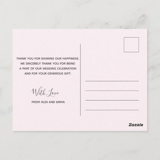 Weddenschap Bedankt | Roze Floral Script Briefkaar Briefkaart (Achterkant)