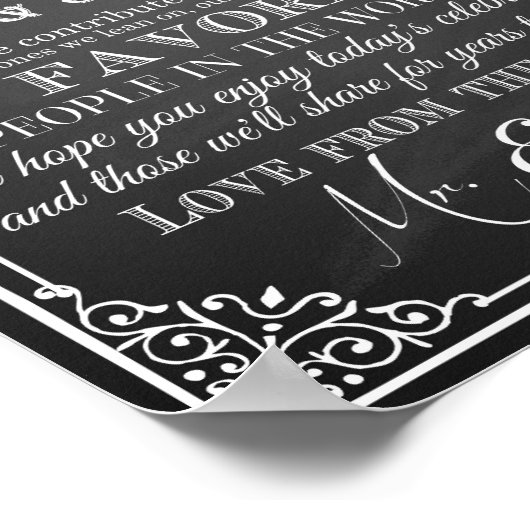 Weddenschap bedankt van de nieuwe Mr & Mrs. Poster (Hoek)