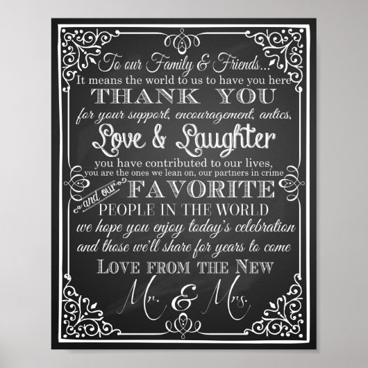 Weddenschap bedankt van de nieuwe Mr & Mrs. Poster (Voorkant)