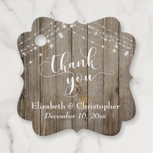 Weddenschap Bedankt Weathered Wood & Lichten Bedankjes Labels (Voorkant)