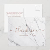 Weddenschap Bedankt | White Marble Script Briefkaa Briefkaart (Voorkant / Achterkant)