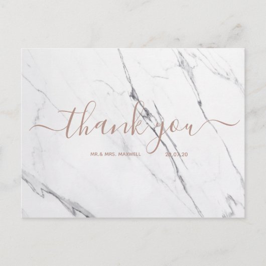 Weddenschap Bedankt | White Marble Script Briefkaa Briefkaart (Voorkant)