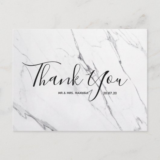 Weddenschap Bedankt | White Marble Script Briefkaa Briefkaart (Voorkant)
