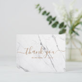 Weddenschap Bedankt | White Marble Script Briefkaa Briefkaart (Staand voorkant)
