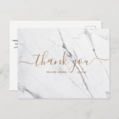 Weddenschap Bedankt | White Marble Script Briefkaa Briefkaart (Voorkant / Achterkant)