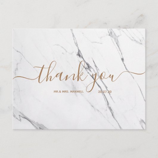 Weddenschap Bedankt | White Marble Script Briefkaa Briefkaart (Voorkant)