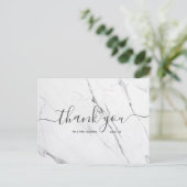 Weddenschap Bedankt | White Marble Script Briefkaa Briefkaart (Staand voorkant)