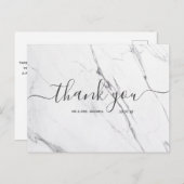 Weddenschap Bedankt | White Marble Script Briefkaa Briefkaart (Voorkant / Achterkant)