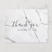 Weddenschap Bedankt | White Marble Script Briefkaa Briefkaart (Voorkant)