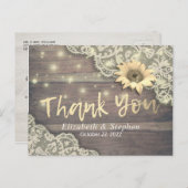 Weddenschap Bedankt Zonnebloem Rustisch Hout Licht Briefkaart (Voorkant / Achterkant)