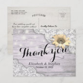 Weddenschap Bedankt Zonnebloem Rustisch Hout Licht Briefkaart (Voorkant / Achterkant)