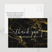 Weddenschap Bedankt | Zwart gouden marmer Briefkaart (Voorkant / Achterkant)