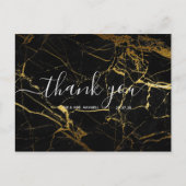 Weddenschap Bedankt | Zwart gouden marmer Briefkaart (Voorkant)