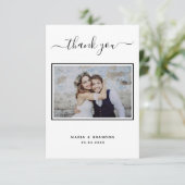 Weddenschap bedankt zwarte foto van witte typograf (Staand voorkant)