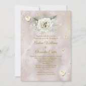 Weddenschap beige Gold White Rose Harten Glitter Kaart (Voorkant)