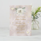 Weddenschap beige Gold White Rose Harten Glitter Kaart (Staand voorkant)