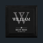 Weddenschap Beste man Gift Aangepaste naam Elegant Cadeaudoosje<br><div class="desc">Wedding Best Man Gift Monogram Script Gepersonaliseerd Naam Elegant Cool Keepsake Gift Box. Klik op deze sjabloon personaliseren om deze aan te passen met het monogram achternaam initiaal, voornaam en datum snel en gemakkelijk. Overeenkomende Best Man Gift items in Best Man Collecties in deze winkel. Schepen wereldwijd snel. Wedding Best...</div>