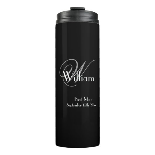 Weddenschap Beste man Gift Elegant Monogram Chic B Thermosbeker (Voorkant)