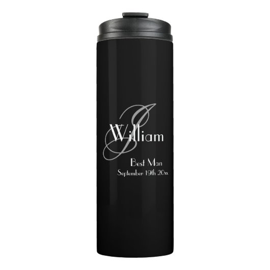 Weddenschap Beste man Gift Elegant Monogram Cool B Thermosbeker (Voorkant)