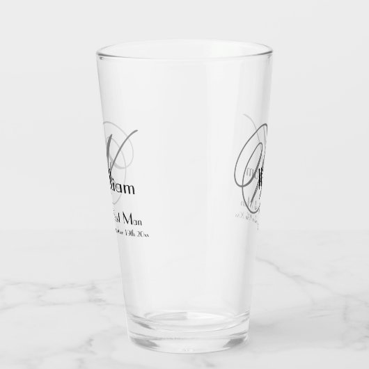 Weddenschap Beste man Gift Elegant Monogram & Name Glas (Rechts)