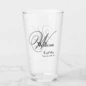 Weddenschap Beste man Gift Elegant Monogram & Name Glas (Voorkant)