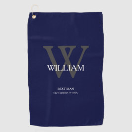 Weddenschap Beste man Gift Elegant Monogram Navy B Golfhanddoek