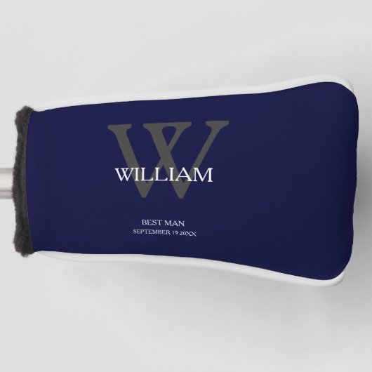 Weddenschap Beste man Gift Elegant Monogram Navy B Golfheadcover (Voorkant)