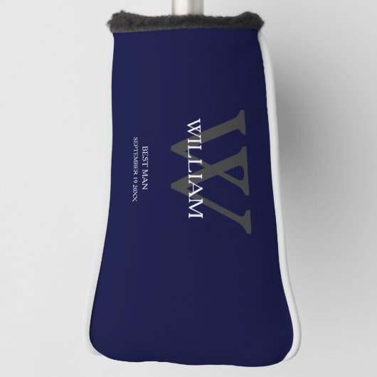 Weddenschap Beste man Gift Elegant Monogram Navy B Golfheadcover (Draai 90)