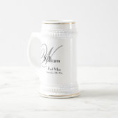 Weddenschap Beste man Gift Modern Monogram + Naam Bierpul (Voorkant links)