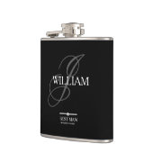 Weddenschap Beste man Gift Monogram + Naam Moderne Heupfles (Links)