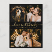 Weddenschap Black en Gold Love en Bedankt Hartelij Briefkaart (Voorkant)