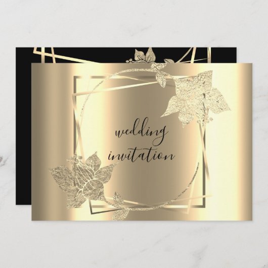 Weddenschap Black Faux Gold Lijst QR-code Kaart (Voorkant / Achterkant)