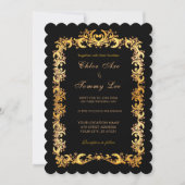 Weddenschap Black Gold border Uitnodiging (Voorkant)