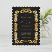 Weddenschap Black Gold border Uitnodiging (Staand voorkant)