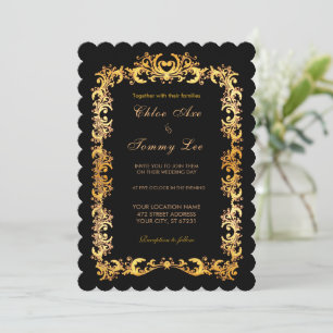 Weddenschap Black Gold border Uitnodiging