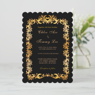 Weddenschap Black Gold border Uitnodiging
