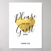 Weddenschap Black Gold Heart | SIGN GUEST BOOK Poster (Voorkant)