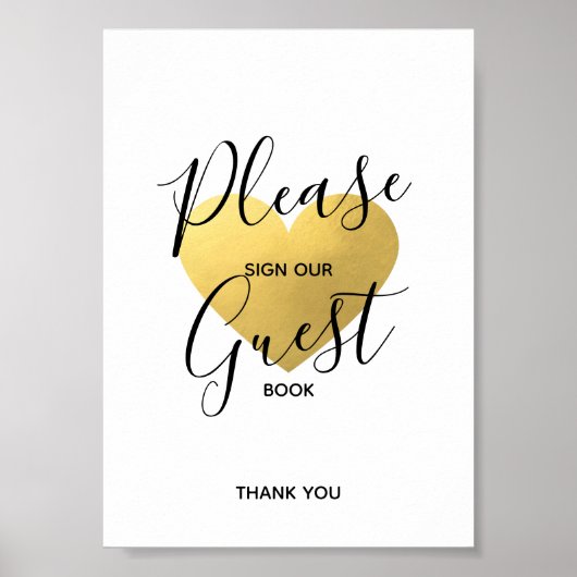 Weddenschap Black Gold Heart | SIGN GUEST BOOK Poster (Voorkant)